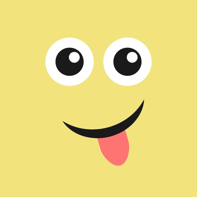 Vector smile face with tongue sticking out on color background