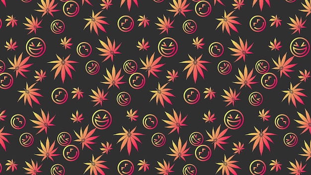 A smile faces and leaf of plants pattern