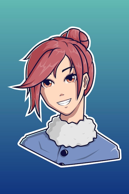 Smile girl in winter character illustration