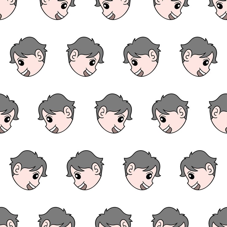 Vector smile head boy seamless pattern textile print. great for summer vintage fabric, scrapbooking, wallpaper, giftwrap. repeat pattern background design