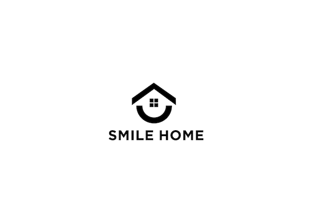 Sorriso home logo design illustrazione vettoriale