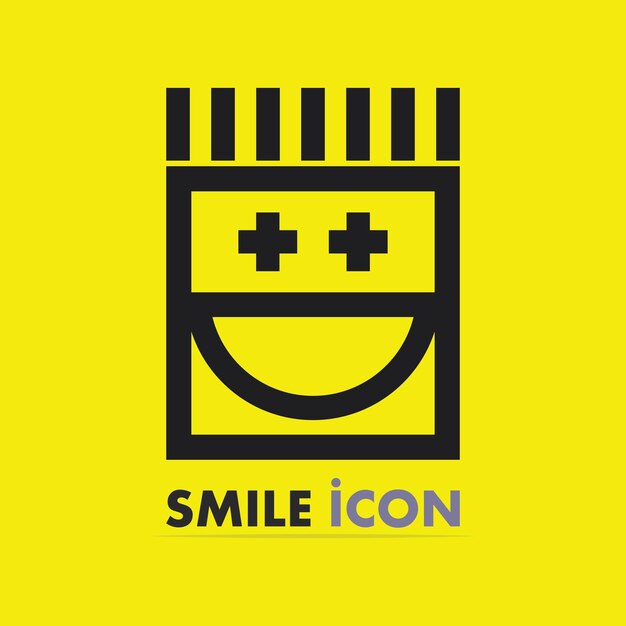 Icona del sorriso, sorriso, emoticon felice di disegno vettoriale del logo affari, design divertente e felicità di emoji vettoriale