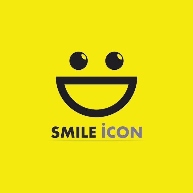 Icona del sorriso, sorriso, emoticon felice di disegno vettoriale del logo affari, design divertente e felicità di emoji vettoriale