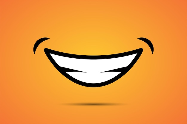 Smile icon. Vector isolated illustration. Emoji smile shape vector design. Abstract yellow background. Vector poster. EPS 10