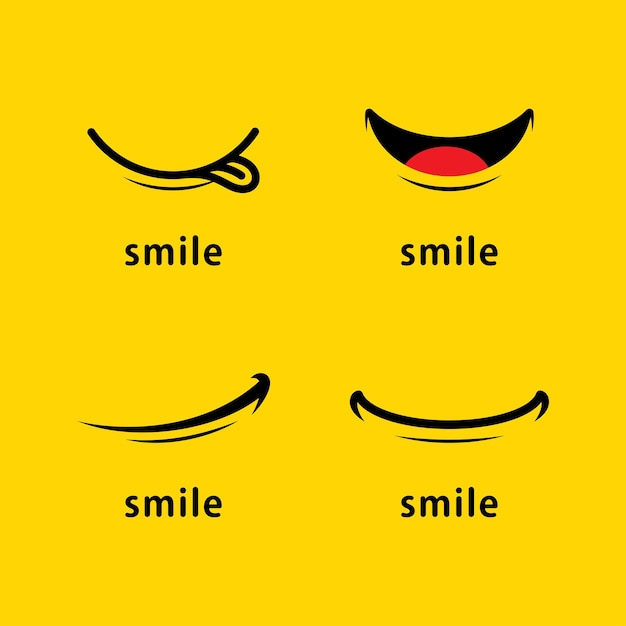 Smile icon Vector Template Design in Yellow Background