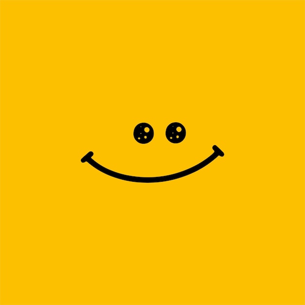 smile illustration in cartoon style in black color and yellow background