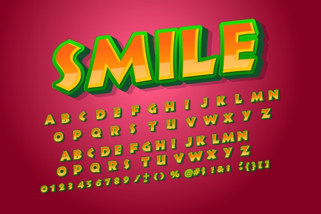 Smile-lettertype. cool alfabet