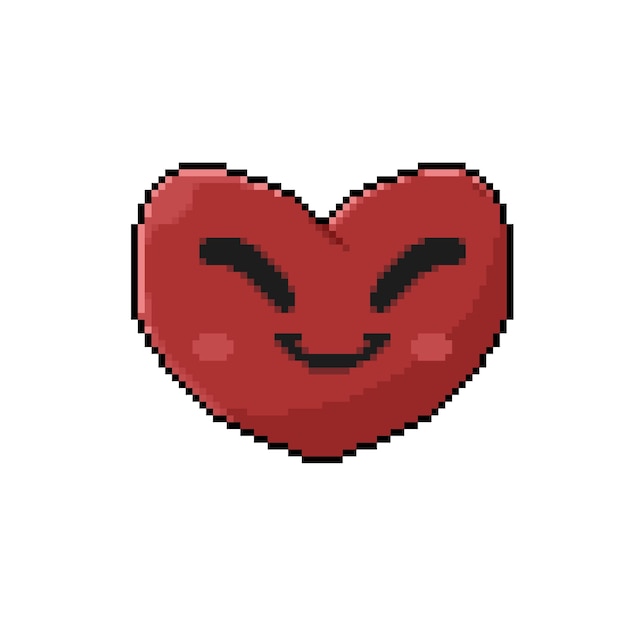 smile love character in pixel art style