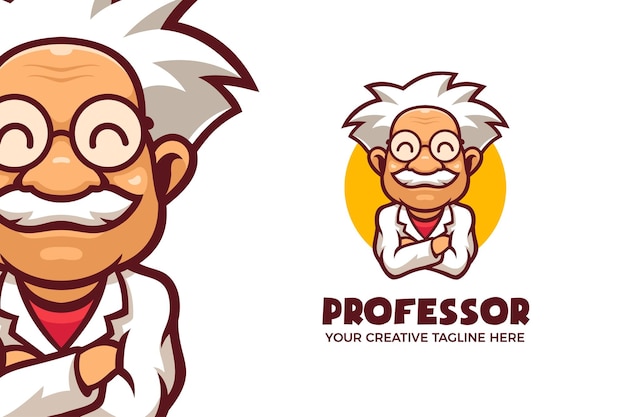 Smile Professor Cartoon Mascot Logo Template