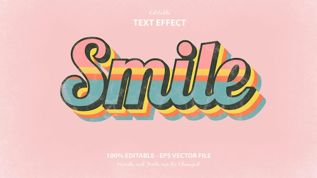 Vector smile retro style text effect