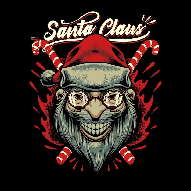 Vector smile santa claus head illustration vector