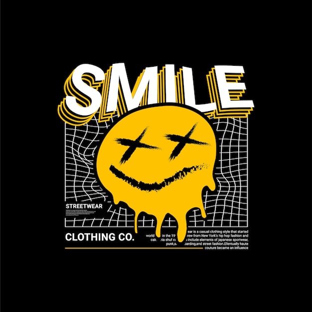 Smile-schrijfontwerp, geschikt voor zeefdruk t-shirts, kleding, jassen en anderen