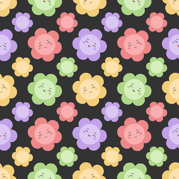 Sorriso seamless pattern design illustrazione con carattere sorridente e faccia di felicità