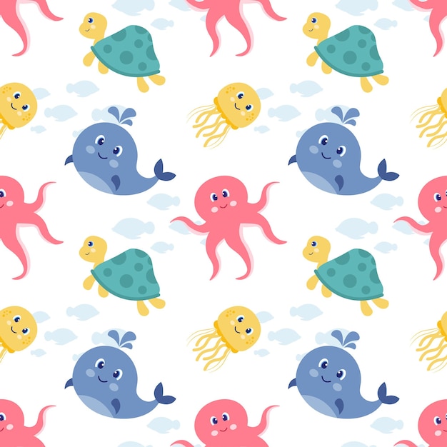 Sorriso seamless pattern design illustrazione con carattere sorridente e faccia di felicità