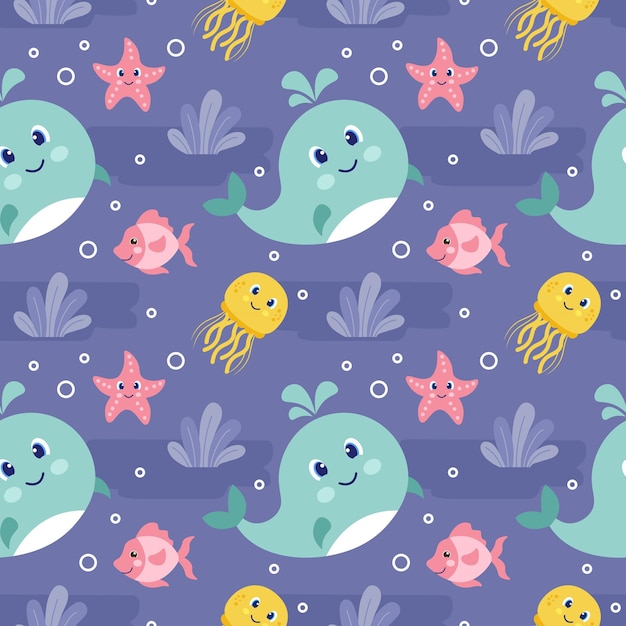 Smile seamless pattern design illustration with smiling character and happiness face