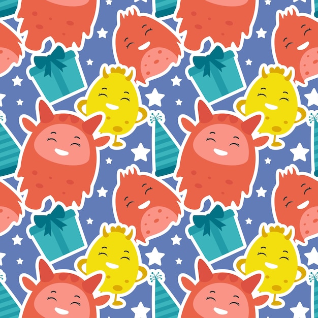 Smile Seamless Pattern Design Illustration with Smiling Character and Happiness Face