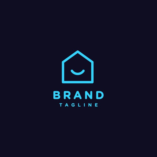 Smile Symbol On Home Icon Logo Design Vreugdevol glimlachend Huis Icon logo Design