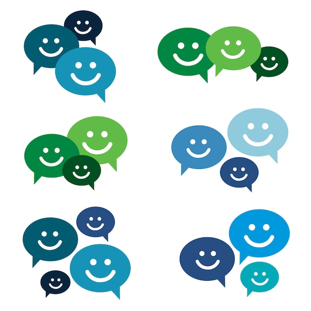 Smile talking bubble icon set. Isolated on white background