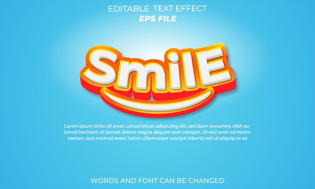 smile text effect font editable typography 3d text