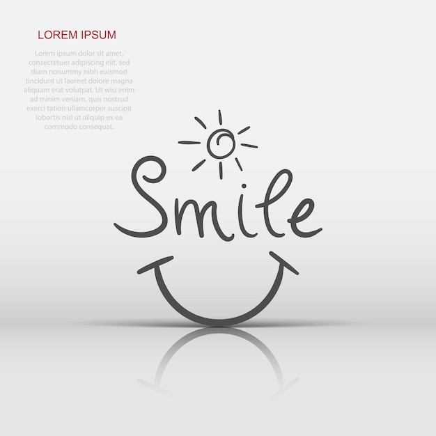 Smile text vector icon Hand drawn illustration on isolated background