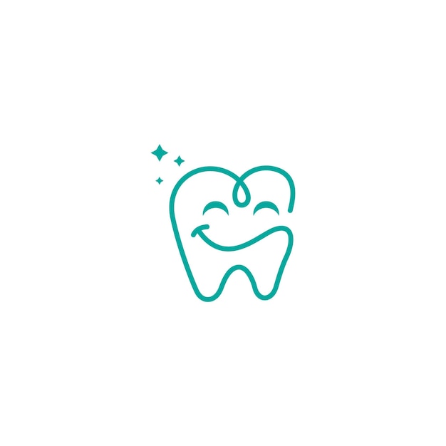 Vector smile tooth vector logo in continue lijn art ontwerp stijl