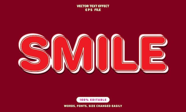 Smile words editable 3d text effects template stylish font vector illustration