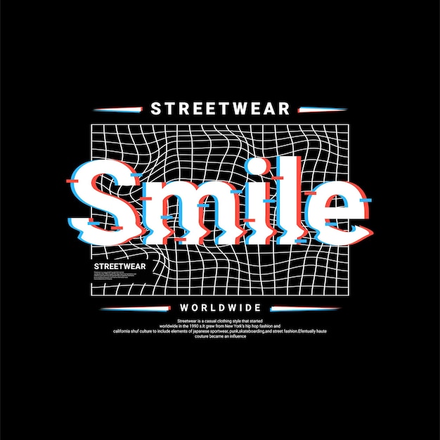 Design per la scrittura del sorriso, adatto per la stampa serigrafica di t-shirt, vestiti, giacche e altro