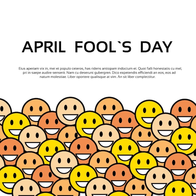 Smile yellow faces fool day april holiday greeting card