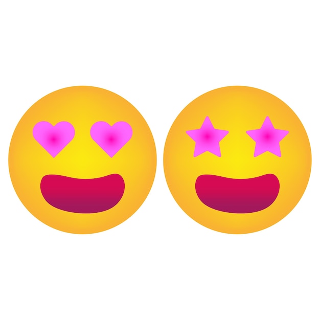 Smiles hearts for web design. Yellow emoji. Smile face. Vector illustration.