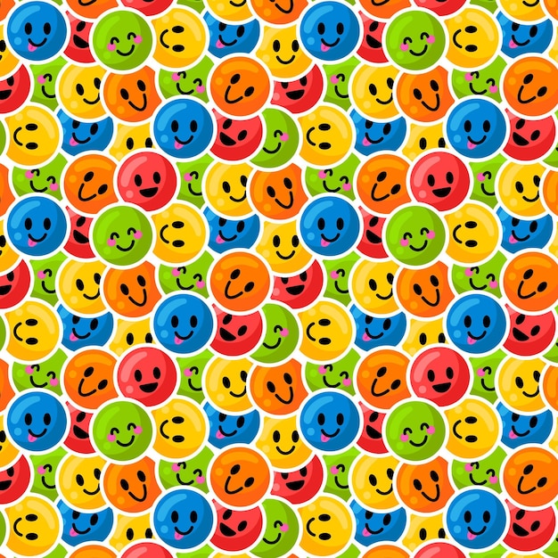 Vector smiley colourful emoticon seamless pattern template