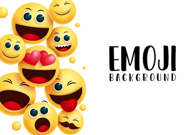 Smiley emoji background vector template emoji background text in white empty space for messages