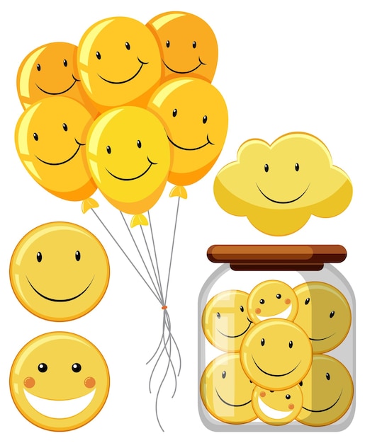 Vector smiley emoji wiht different object