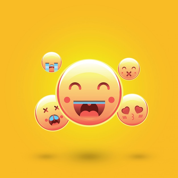 Smiley emoticons, emoji, social media concept