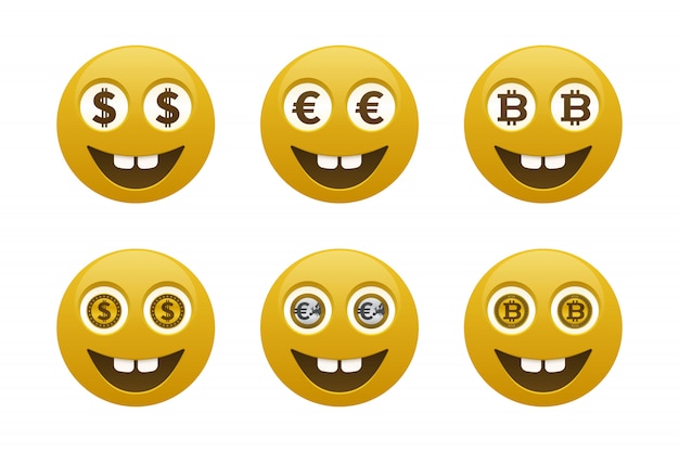 Smiley-emoticons met valuta's