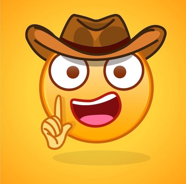 Vector a smiley face with a cowboy hat and cowboy hat