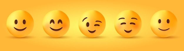 Vector smiley face with smiling eyes -  slightly happy emoji character - cute emoticon