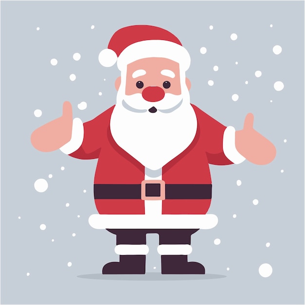 Vettore smiley festivo merry santa claus vettore che agita la mano semplice vibrante allegro piatto personaggio di cartone animato grafico per la celebrazione di natale cartolina di saluto icona clipart emblema per il design delle vacanze