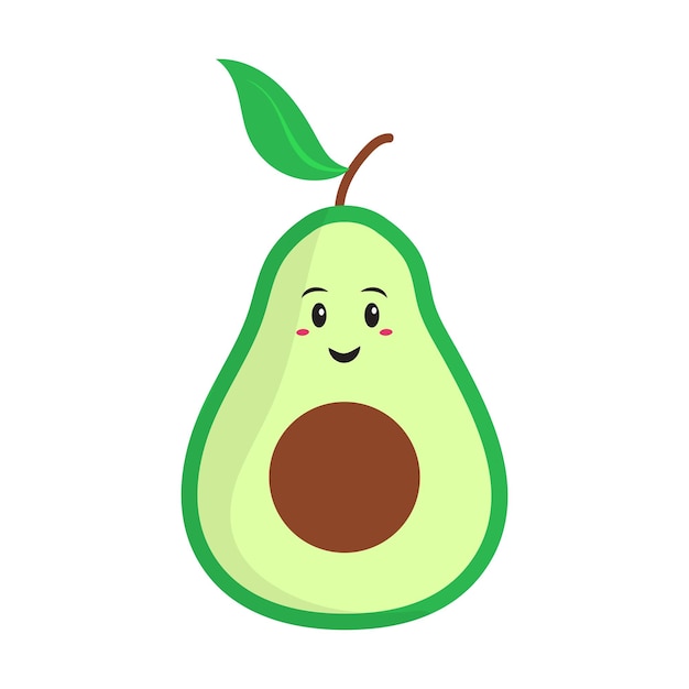 Smiley Gezicht Avocado Cartoon Platte Vector