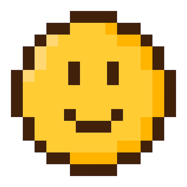 Smiley pixel art style Vector icon