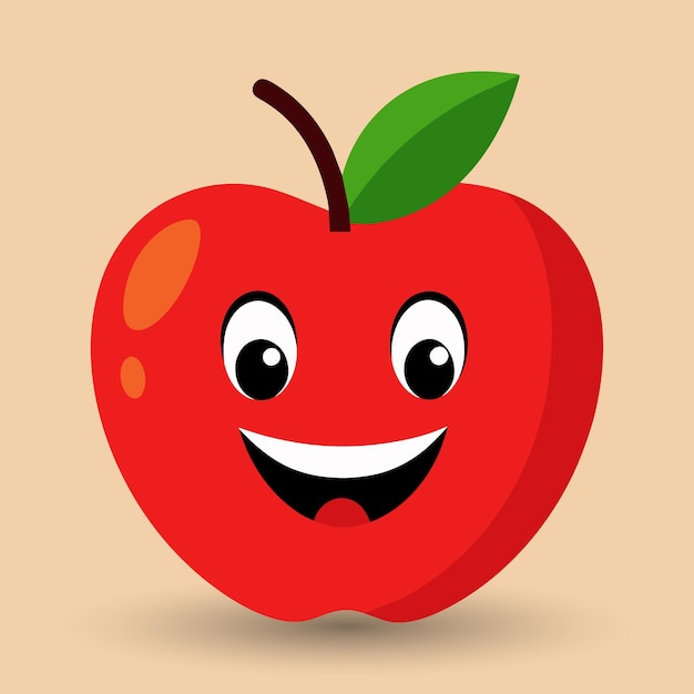 Vector smiling apple with eyes cute funny apple fruit cartoon style vector design illustration