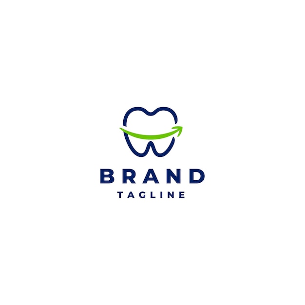 Smiling Arrow In Center of Teeth Icon. Teeth With Smiling Arrow Logo Design.