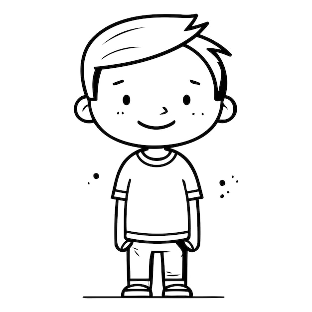 Smiling boy standing and looking at camera Hand drawn vector illustration