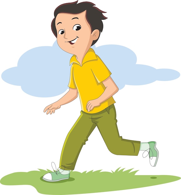 Vector smiling boy walking on the ground vector illustration