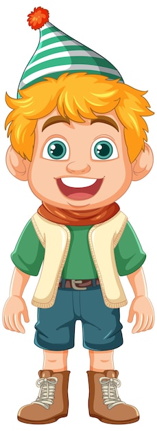 Vector smiling boy wearing party hat cartoon character