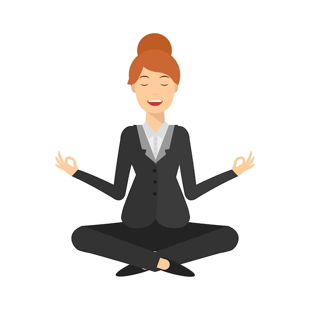 Smiling business woman lotus asana