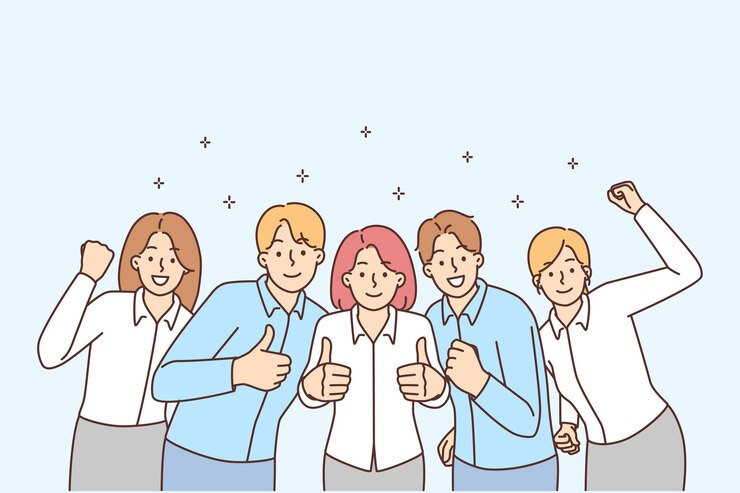 Vector 웃는 사업가들이 공유된 비즈니스 성공을 축하합니다