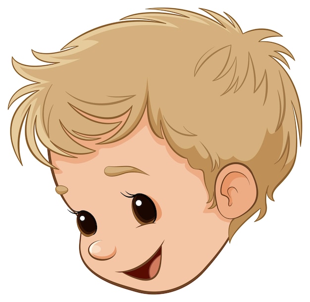 Smiling Cartoon Boy with Isolated Head