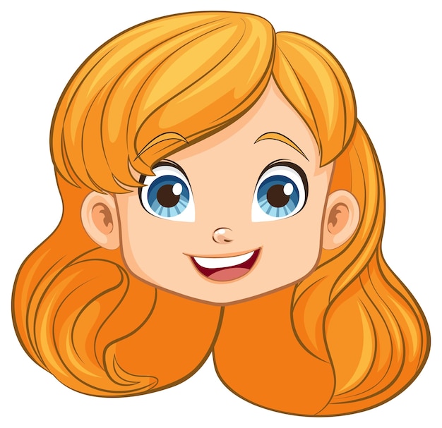 Vector smiling cartoon character of a cute girl