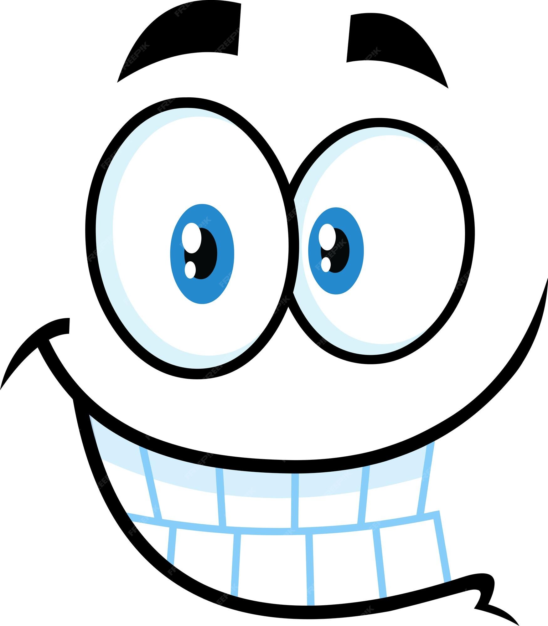 Premium Vector | Smiling cartoon funny face with smiley expression vector  illustration