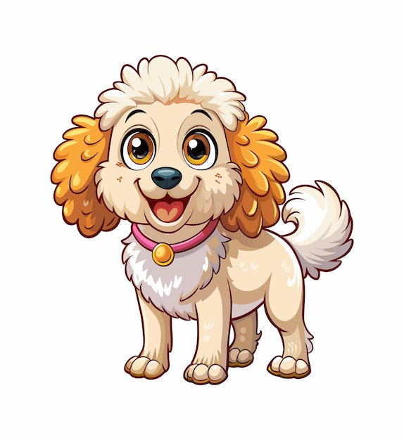 Vector a smiling cartoon poodle on white background